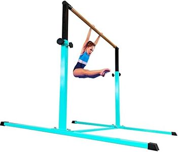 MARFULA 4FT Gymnastic Bar Set Gymnastics Horizontal Bar Gymnastics Kip Bar Teal Bar for Kids Home Use