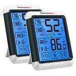 ThermoPro TP55 2 Pieces Digital Hygrometer Indoor Thermometer Humidity Gauge with Jumbo Touchscreen and Backlight Temperature Humidity Monitor