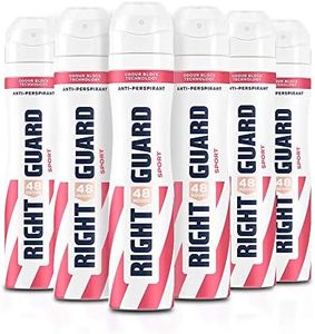 Right Guard Womens Deodorant, Total Defence 5, Sport 48H High-Performance Anti-Perspirant Spray, Multipack 6 x 250 ml