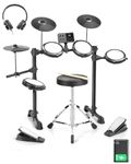 LALAHO Electric Drum Kit, Electronic Drum Kit with USB MIDI, Type-C Charging, Built-in Metronome, Record & Headphone Mode, Sticks, Stool, 150 Sounds, 64 Polyphony,10 Demos & 10 Kits for Beginner
