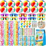 Pool Party Favors Beach Party Favors 122 PCS Hawaiian Pool Beach Party Decorations, Hawaiian Leis for Luau Party Decorations, Beach Balls, Kids Sunglasses, Pool Party Supplies, Summer Toys…