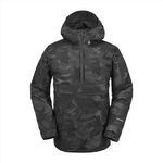 Volcom Men's Brighton Pullover Anarok Hooded Snowboard Jacket, Black Camo S4, Medium