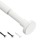 WELDUN Extendable Shower Curtain Tension Rod, 46-81CM No Drill Telescopic Shower Curtain Rod, Adjustable Spring Rod for Window Bathroom, Bedroom, White