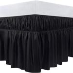 Utopia Bedding Valance Sheet Double - 135 x 190 cm - Easy Wrap Around Elastic Bed Skirt - Soft Brushed Polyester Microfiber Bed Ruffle with a Drop of 40 cm - Black