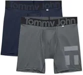 Tommy John Men’s Underwear, 360 Sport Trunks Hammock Pouch, Mid-Length 6" Inseam, Moisture Wicking Underwear, Soft Breathable Waistband Boxer Briefs Mesh Quick Dry (Dress Blues/Turbulence, Small)