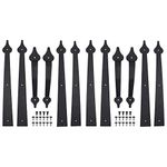 WINSOON Decorative Metal Garage Door Hardware Screw in Carriage House Accents Dummy Hinges Handles Black Steel Screw Mount Barn Decor Kit for 2 Car Garage