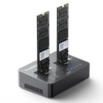 M.2 NVME/SATA Duplicator, Dual-Bay Offline Clone M.2 NVME/SATA Docking Station,USB3.2 Gen2*2 20Gbps M.2 Cloner for SSD Size 2230/2242/2260/2280/22110