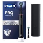 Oral-B PRO 3 3500 Electric Toothbrush/Electric Toothbrush, 2 Replacement Brushes, with 3 Cleaning Modes and Visual 360° Pressure Control for Dental Care, Travel Case, Gift Man/Women, Black