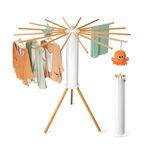 HANG STUDIO Cloth Stand for Drying Clothes foldable, Cloth Drying Stand, Space Saving, Compact, Portable, Clothes Stand for Drying, Rotatable Arms, Cloth Stand for Balcony Indoor-Outdoor (TC21WD70WHA)