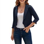 GRACE KARIN Ladies Summer Open Front Cardigan 3/4 Sleeve Lightweight Formal Blazer Suit Jacket Navy Blue M