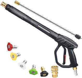 YAMATIC Pressure Washer Gun Wand with Swivel 3/8" Plug & M22 Coupler- Ergonomic Handle -High Power Washer Extension Wand for Honda, Simpson, Craftsman, Ryobi, 5 Nozzle Tips, M22 to 1/4'' QC, 43 Inch