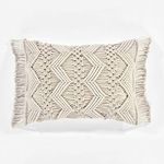 Lush Decor Studio Chevron Macrame Decorative Single Pillow Cover, 13" x 20", Neutral