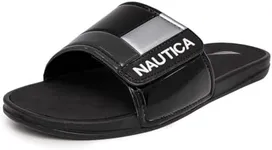 Nautica Men's Athletic Slide, Adjustable Straps Comfort Sandal Bower-Black/Silver-13
