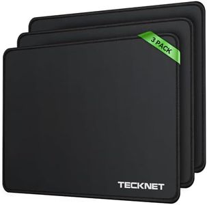 TECKNET 3 Packs Tapis de Souris, 27x21 cm Tapis de Souris Gamer Mousepad avec Base en Caoutchouc Imperméable et Antidérapante pour PC Bureau, Travail, Ordinateur Portable, Ordinateur, Maison-Noir