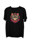 Wear Your Opinion Men's S to 5XL Premium Combed Cotton Printed Half Sleeve T-Shirt (Design: Boho Cat,Black,Medium)