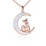 YFN Cat Necklace Sterling Silver Jewelry for Women Girls, Teen Girls Cat Jewelry Gifts for Cat Lovers, Sterling Silver, Cubic Zirconia