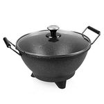 Princess Stir-Fry 162389 Electric Wok, 1400 Watt, 7 litres, Diameter 35 cm, Adjustable Thermostat, Marble Coating, Black