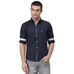 Thomas Scott Men's Printed Slim Fit 100% Cotton Casual Shirt with Cutaway Collar and Full Sleeve