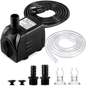 CWKJ Fountain Pump, 400GPH(25W 1500L/H) Submersible Water Durable Outdoor Pump with 6.5ft Tubing (ID x 1/2-Inch), 3 Nozzles for Aquarium, Pond, Fish Tank, Hydroponics