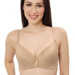 Fabluk® Women's Push Up Lace Bra - Padded Underwire Everyday Bra | Suitable on All Occasions | Comfortable Wear | Multicolored (Sizes 32-38) (36, Natural Nude)