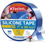 XFasten Self Fusing Silicone Tape Blue 1" X 36-Foot, Silicone Tape for Plumbing, Leak Seal Tape Waterproof, Silicone Grip Tape, Rubber Tape Thick for Pipe, Hose Repair Tape, Stop Leak Tape