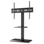 FITUEYES TV Floor Stand for 50-85 Inch TV, Tall TV Stand with with Iron Base, Adjustable Shelf, Swivel & Height Adjustable, Max VESA 800x400mm Holds 50kg