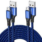 Micro USB Charger Cable [2-Pack, 10ft] Android USB to Micro Cable Nylon Braided Charging Cable Compatible with Samsung, Kindle, Android Phones, Galaxy S7 Edge, Moto G5, PS4 (Blue)