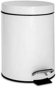 2X White 3L Round Stainless Steel Pedal Bins - Slim Kitchen Bathroom Rubbish Trash Can Garbage Dustbin Bins with Lid - by Harbour Housewares