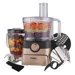 Cooks Professional Food Processor 1000W with 7 Blades, 2L Mixing Bowl & 1.8L Blender Jug | Multifunction Kitchen Chopper & Blender Tool for Chopping Slicing Grating Kneading Blending | Black/Rose Gold