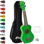 Soprano Ukulele Ukelele for Kids includes Gig Bag, Felt Pick, Spare Strings - Green - TIGER UKE7-GR