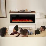 Electric Fireplace, 60 Inch Built-in and Wall-Mounted Electric Fireplace, Realistic Flame Heater, Slim Linear Electric Fireplace with Timer, Remote Control, 12 Variable Flame Colors