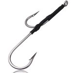 Stainless Steel Double Hook Rig for Trolling and Chunking, 5PCS Offset Double Big Game Fishing Hooks Forged Saltwater Fishing for Catfish Tuna Marlin (5pcs 11/0)