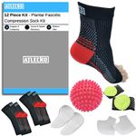 Atlecko Plantar Support & Relief Socks Kit - 11-Pieces, 2 PAIRS Plantar Fasciitis Socks - Comfortable Quality Compression (L/XL)