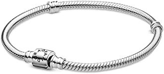 PANDORA Moments Barrel Clasp Snake Chain Charm Bracelet, 7.9 inches, Metal,