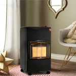 Warmiehomy Portable Gas Cabinet Heater Free Standing Indoor or Outdoor Calor Gas Heater 4.2kw with 3 Heating Settings, Wheels, Regulator, Hose, Heater for Home, Garage, Workshop, Camping, Black