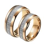 ANAZOZ Engraved Rings Tungsten,Wedding Band Ring for Couples 8MM Rose Gold Ring with Round Ring Size Women L 1/2 + Men X 1/2