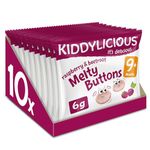 Kiddylicious Raspberry & Beetroot Melty Buttons - Delicious Snacks for Kids - Suitable for 9+ Months - 10 packs