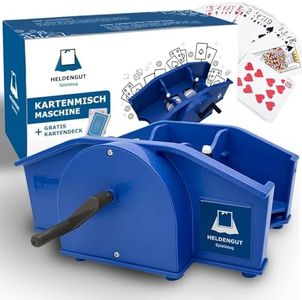 HELDENGUT Kartenmischer manuell – Kartenmischmaschine mit Kurbel für Spielkarten, Poker, Blackjack, Bridge & mehr; robust, einfach, ohne Batterien