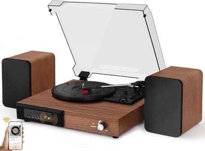 Forubar Vinyl Record Player with Speakers, Turntable with Built-in Preamp, Bluetooth Wireless Playback, S-Shaped Tonearm, 33/45/78 RPM - Walnut