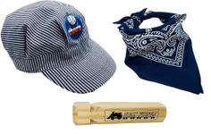 Thomas & Friends Train Conductor Gift Set/ Thomas the Train Hat/ Train Whistle/ Navy Blue Bandana / Thomas the Tank Engine Hidden Surprises Board Book (4 Items) -Toddler/Preschool Boys ages 2- 5 years