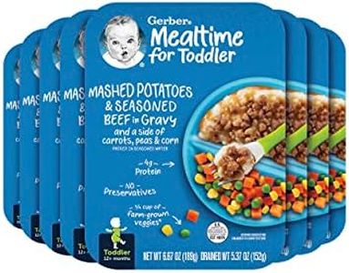 Gerber Baby Food, Mashed Potatoes and Seasoned Beef in Gravy and a side of Carrots, Peas and Corn, Toddler Food with Farm Grown Veggies, Toddler Meal, No Preservatives, 6.67 oz Ounce