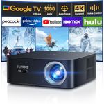 [Netflix Certified] Smart Projector with WiFi and Bluetooth, High Brightness 1080P Home Projector, Android TV with Streaming Apps, Auto Focus, Auto Keystone for iOS/Android Black