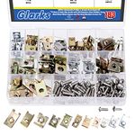 Glarks 183Pcs 11 Sizes Automotive U-Clips & Screws Assortment Kit, U-Style Clip-On Nuts Auto Car Clip Fasteners with Phillips Screws Kit for Engine Fender Bumper Dash Interior Trim Panels