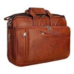 Leather World Vegan Leather 15.6 Inch Laptop Office Briefcase Messenger Bag Satchel for Men and Women, with Adjustable Strap and Expandable Bottom with Multiple compartments - Tan