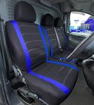 Van Seat Covers, Universal Fit Most Trucks Vans Lorry Front Seat Covers, Single & Double Car Seat Covers for Single Driver and Double Passenger Seat 2+1 seat Covers, 3D Stripe Print, (NewBlack & Blue)