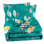 BSB HOME 300 GSM Cotton Floral Printed AC/All Season/Summer Comforter Quilt Set King Size Double Bed with 1 Flat bedsheet-90x100 inch and Two Pillow Covers II 4 Pcs Comforter Set -Green