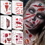 AHOZEE Halloween Scar Tattoos Temporary, 50 Sheets Realistic Fake Scars and Blood Wound Tattoos, Skin-Friendly & Waterproof Scar Stickers, Halloween Makeup for Zombie Vampire Cosplay, 360 Pcs