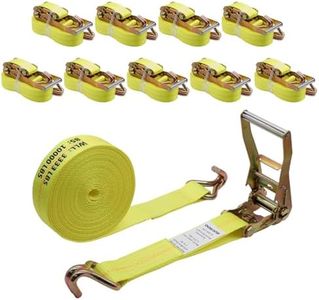 Rucado 2 Inch x 30 Ft Ratchet Straps Heavy Duty 10 Pack, 10,000 lbs Breaking Strength, Tie Down Straps Ratchet with Double J Hooks, Cargo Ratchet Straps for Trailer, Truck, ATV, Cargo, Yellow