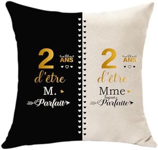 2 Ans Anniversaire Housses de Coussin Original Cadeau pour 2 Ans De Mariage Jeunes Mariés Couples 2ème Mariage pour Mari Femme Anniversaire de Mariage 2ème Commémorative Cadeaux (2)