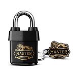 Master Lock 1921EURDCC Heavy Duty Outdoor Padlock with 100 Year Logo Printed, Black, 97 x 54 x 32 mm